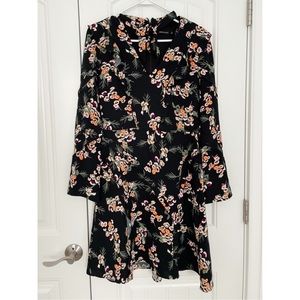 Karen Millen floral fit & flare long sleeve dress
